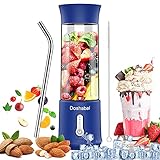 Doshabal Personal Blender, Portable Smoothie Blender on the go, Rechargeable USB Blender, Powerful 2 Li-ion Battery Blender 4000mah 18oz Navy Blue