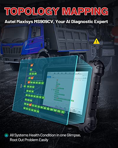 Autel Maxisys Ms909Cv: 2023 Top Intelligent Diagnostic For Diesel & Gasoline Heavy Duty Truck, Topology 2.0, Updated Of Ms908Cv, J2534 Ecu Programming Coding, Bidirectional, 48+ Services, Fca Autoauth #TOP4