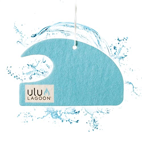 Image of ulu Lagoon Hanging Car Air Freshener | Tropical Beach Coconut Surf Wax Scent Mini Wave | Long Lasting Odor Eliminator for Car, Closet and Beyond | Made In USA | Pack of 1 (Blue)