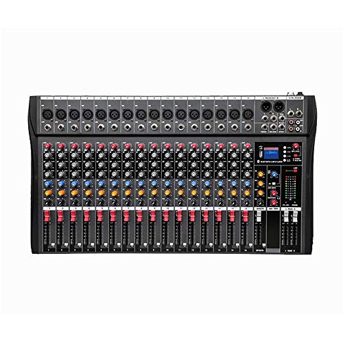 Yamyannie-Accessories Mezclador de 16 Canales Karaoke Performance Performance Stage con USB Bluetooth Reverb Monitor de Efectos Sintonizador Profesional de 16 Canales Soporte Tarjeta USB/SD