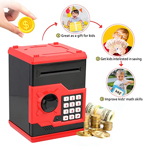 Vcertcpl WF-3001 Atm Piggy Bank For Boys Girls, Vcertcpl Mini Atm Coin Bank Money Saving Box With Password, Kids Safe Money Jar thumb #4