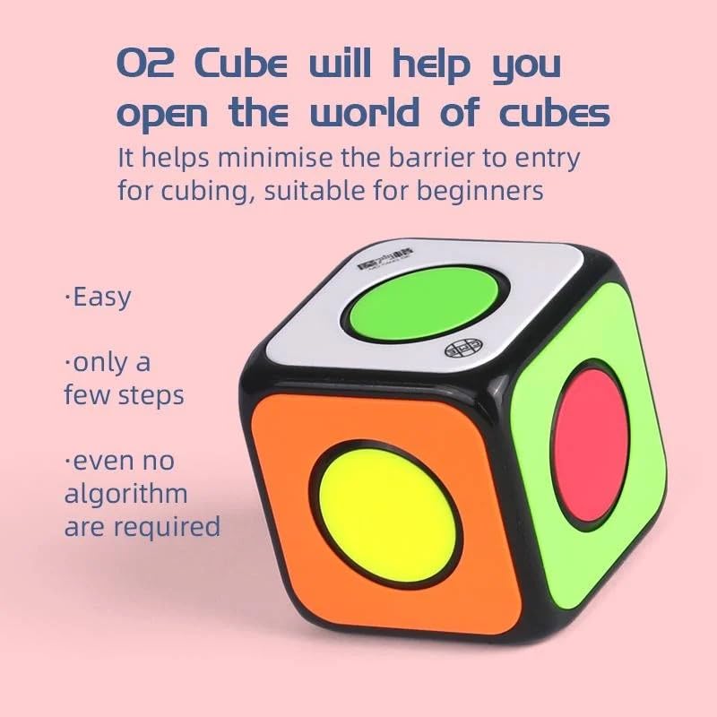 Image of QiYi O2 Cube (Version-2) 1x1 Puzzle Cube Hybrid with Grip Divots, Smooth Turning & Fun - Beginner-Friendly Twisty Puzzle for Kids & Adults
