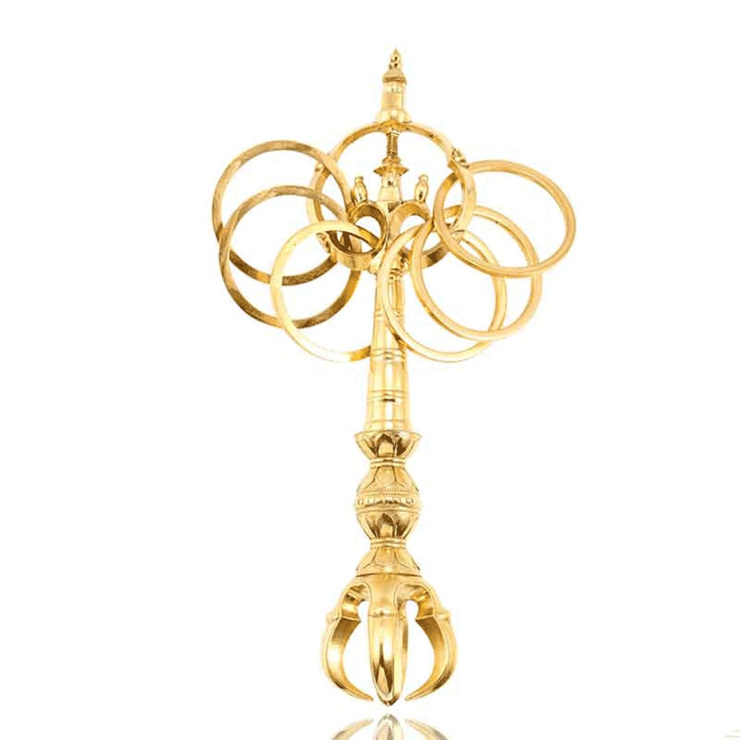 Amazon|真鍮 錫杖 中型 長さ27.5cm 密教 仏具 密教法具 寺院仏具 しゃくじょう 鳴杖 【五鈷杵 金剛杵仏具】|具足・仏具セット ...