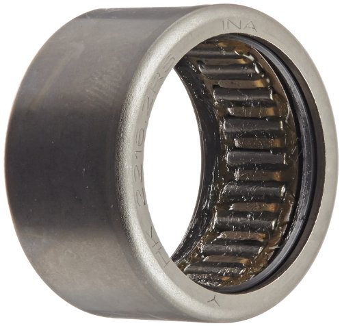 INA HK22162RS Needle Roller Bearing, Caged Drawn Cup, Outer Ring and Roller, Steel Cage, Open End, Double Sealed, Metric, 22mm ID, 28mm OD, 16mm Width, 8000rpm Maximum Rotational Speed