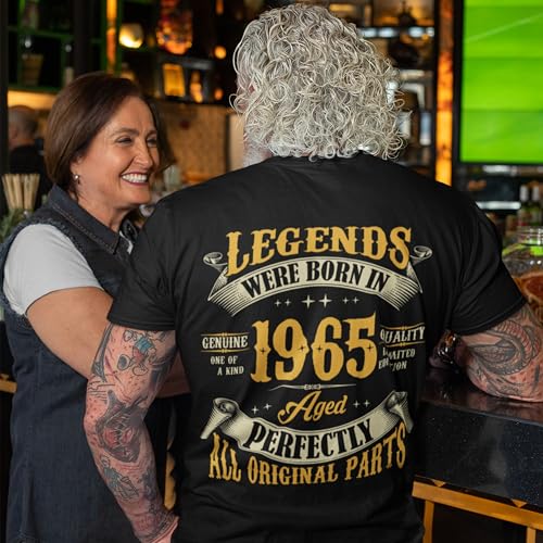 60th Birthday Shirt for Men, Legends were Born in 1965, Vintage 60 Years Old Tee T Shirt, Left Chest & Full Back Print3