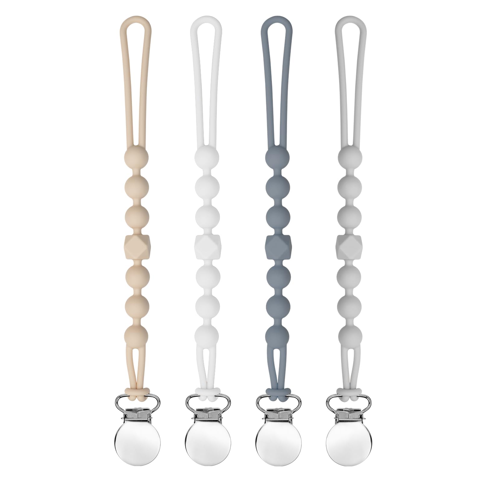 Dummy Clips for Boys, BOUESA Baby Dummy Clip Girls, Pacifier Silicone Clips with One Piece, Keep Pacifier Clean, Soother Pacifier Chains, Dummy Holder 4 Pack โ image 1