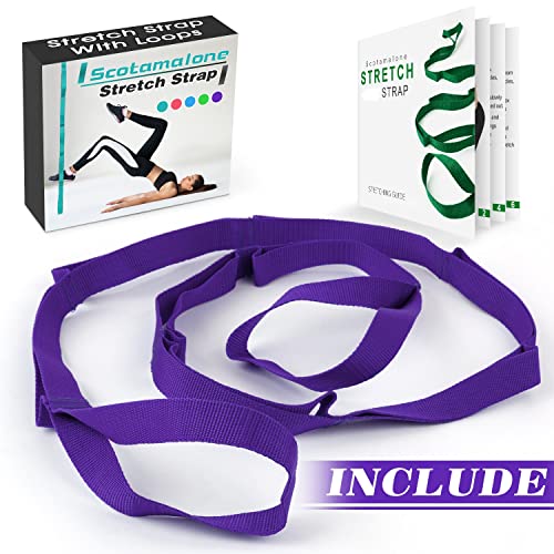 Yoga Strap Stretching Strap With Exercise Book Physical Therapy Equipment Stretch Band Rehab Multi-Loop Strap Nonelastic Exercise Strap For Pilates, Dance And Gymnastics #TOP1