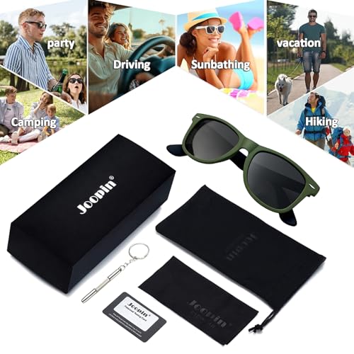 Image of Joopin Square Sunglasses Polarized UV400 Designer Sun Glasses Men Women | Oversized, Plastic Frame, Retro, Vintage, Unisex, Trendy Shades for Driving, Party, Fishing, Business, Costume
