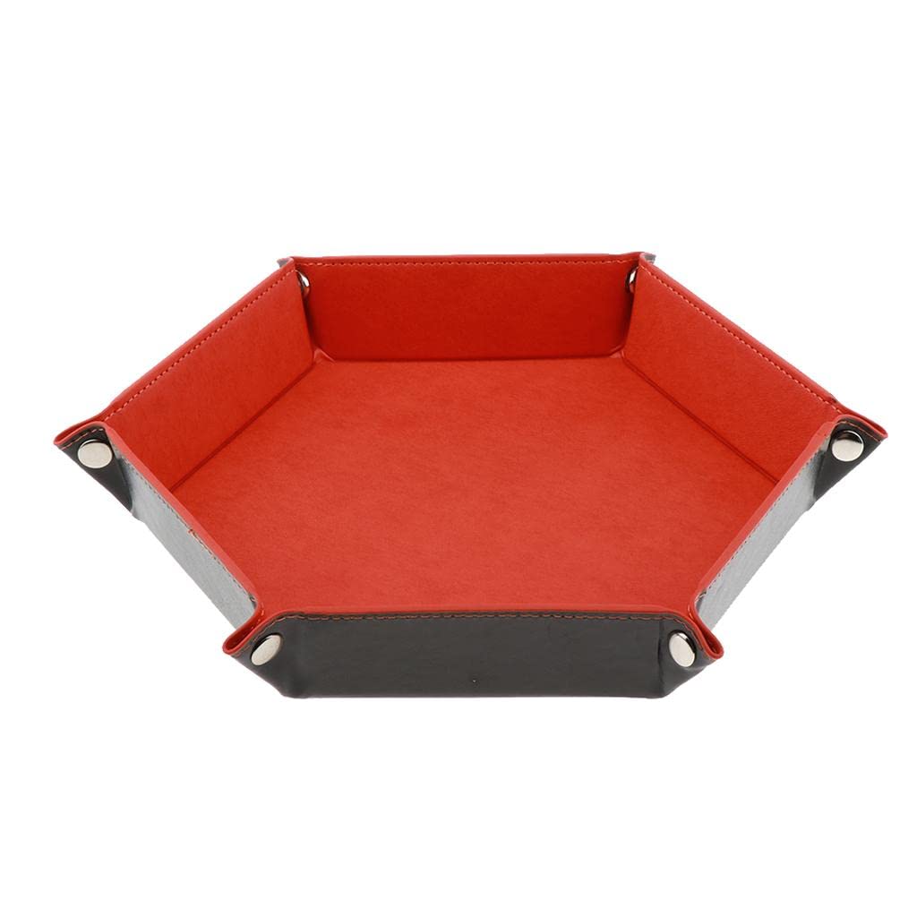 Xiaojikuaipao Foldable Hexagon PU Leather Dice Tray Holder for RPG DND Games | Portable Dice Storage | & - Orange