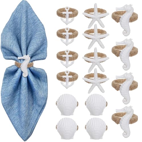 Coastal Starfish Napkin Rings - Set of 16 White Starfish