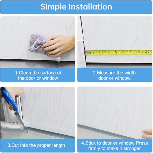 AIMIXUN Silikon Transparent Dichtungsstreifen, Multifunktions Türdichtung Selbstklebend, Zugluftstopper Schalldicht, Winddicht, Staubschutz, Dichtungsband Selbstklebend für Tür, Fenster 45MM×5M