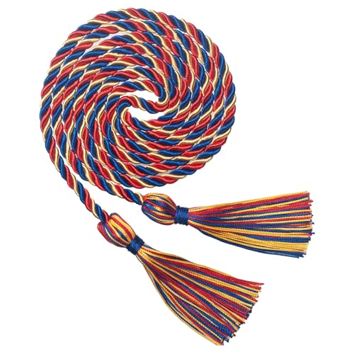 Image of ONUPGO Gold Royal Blue Red Graduation Cord, Graduation Honor Cords Rayon Braided Tassel Cord for 2026, 68 inch Polyester Yarn Long Robe Honor Rope for Graduation Students, Bachelor Gown
