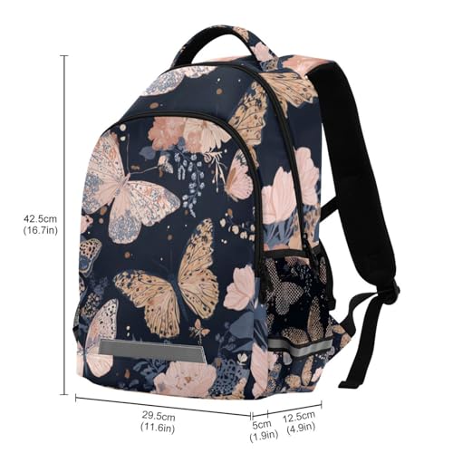 Pink Butterfly Kid's Elementary Middle School Backpack for Son Daughter, Age 6-12 Back to School Backpack Bookbag Schoolbag for Boys Girls3