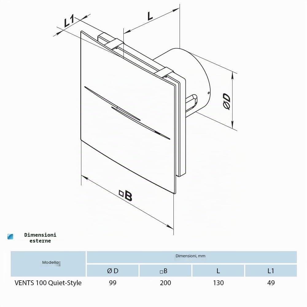VENTS 100, ventola con timer e igrometro Quiet Style