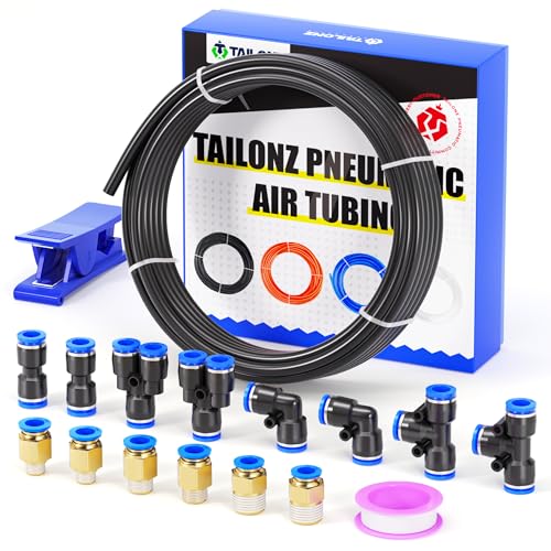 TAILONZ PNEUMATIC Schwarz 12mm OD 8mm ID Polyurethan PU Luftschlauch Rohr Rohrsatz 10 Meter 32.8ft