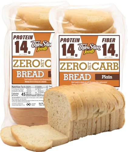 ThinSlim Foods Zero Net Carb Keto Bread | Low Carb Bread | Protein Bread | Plain (Pack of 2)