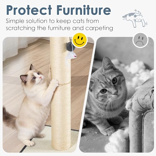 Rascador para gato resistente con poste y base de madera miniatura 3