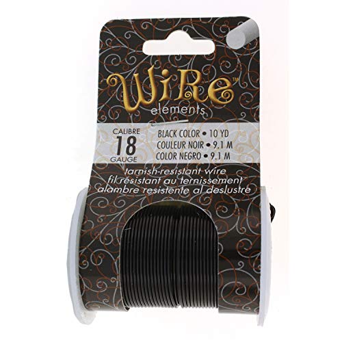 Image of The Beadsmith Wire Elements 18-Gauge Lacquered Tarnish-Resistant Copper Wire for Jewelry Making, 10 Yard, 9.14 Meter Spool (Black Color)