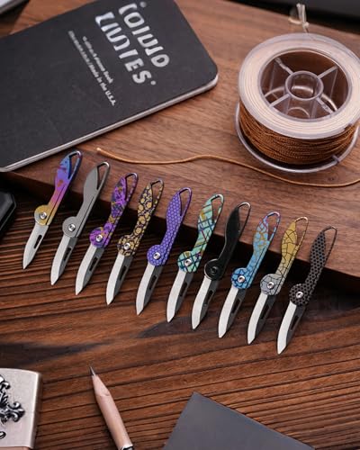 Image of KeyUnity KK05 Titanium Mini Pocket Knife, 1.06-Inch Blade, Graffiti Purple | Lightweight EDC Knife for opening packages and snack wrappers, removing clothing tags, and handling everyday tasks