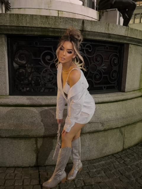 Only maker Glanzende cowboylaarzen, westernlaarzen, strass, kniehoge laarzen, instaplaarzen - Afbeelding 8