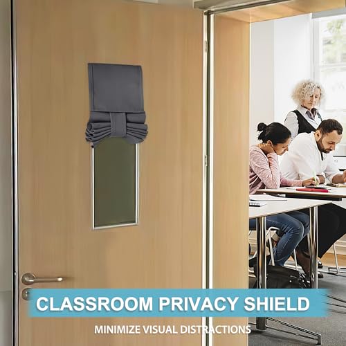 Image of RYB HOME Classroom Door Window Cover, Blackout Shades for Classroom Windows and Doors Cover Lockdown Shades, Room Darkening Design Blocks Views, W 8 x L 36, 1 Panel, Grey