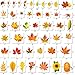132PCS Fall Leaves Window Clings - Thanksgiving Maple Decorations Autumn Sticker Decals Party Decor Ornaments