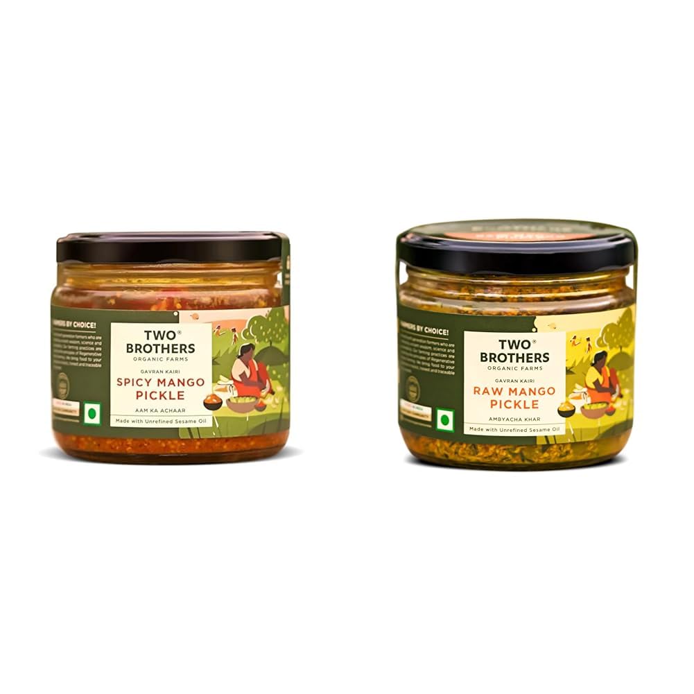 Two Brothers Organic Farms Spicy Mango Pickle (300g) Handmade with Native Gavran Kairi | + Two Brothers Organic Farms - Raw Mango Pickle (300g) | Homemade and Sundried Aam Ka Achar |-image-49