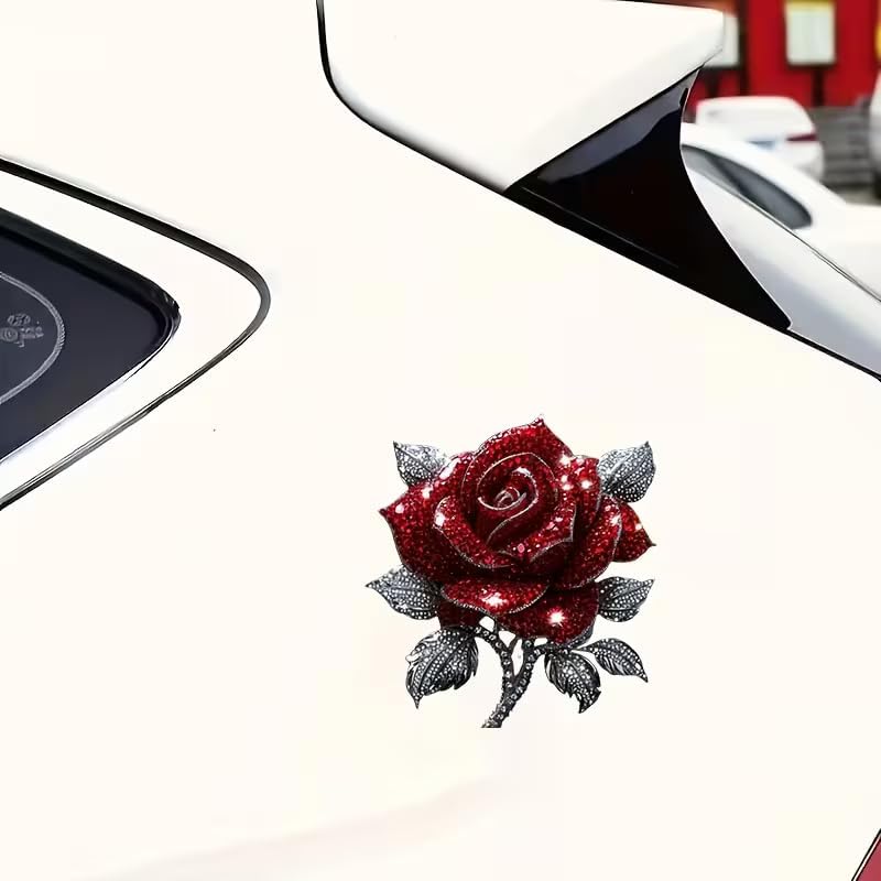 Sparkling Red Rose PVC Vinyl Car Stickers, Waterproof Vinyl Decals, Removable Self-Adhesive Decor for Cars Trucks Motorcycles Windows Bumpers Laptops Walls image 5