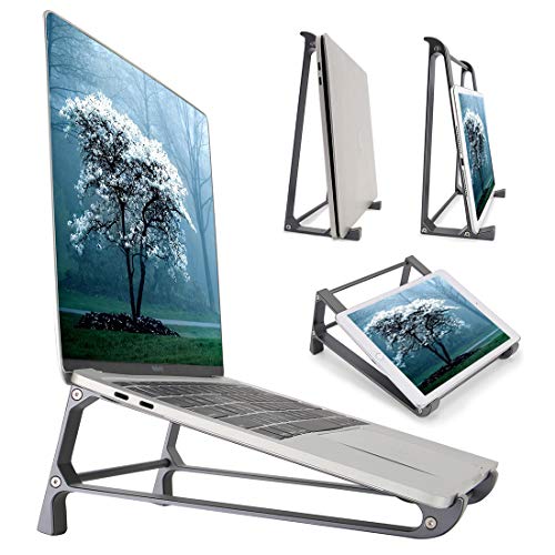 Vertikaler Laptop-Ständer für den Schreibtisch, 2-in-1-Laptophalterung, tragbare Aufbewahrung, Laptop-Halterung, kompatibel mit MacBook Air Pro und