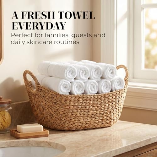 TOWELTIQUE- Organic Cotton Plush Bath Towels Pack of 6 GOTS & Oeko- TEX Certified | Premium Soft, Absorbent & Quick-Drying Towels for Bathroom, Gym, Spa & Hotel Use – White by TOWELTIQUE - Used condition - Image 5