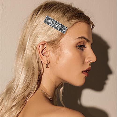 Pasador de pelo nudo celta de metal plateado para mujer de Fishhook 5