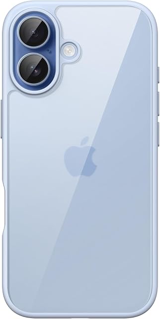 JETech Case for iPhone 17 6.3-Inch, Shockproof Phone Bumper Cover, Solid Color Matte TPU Frame, Anti-Scratch Clear Back (Mist Blue)