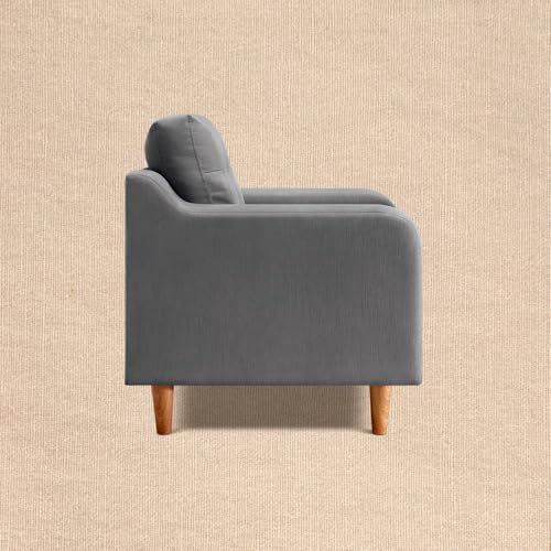 Image of Duroflex Ease Plus - 1 Seater Sofa Set for Living Room | 3 Year Warranty | Premium Wooden Frame Sofa | Anti-Pilling Fabric, Fade & Termite Resistant | Comfortable & Durable Couch - Steeple Grey