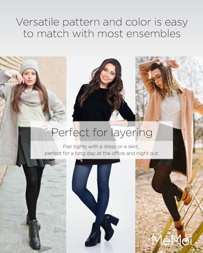 MeMoi Ultra-Sleek Cloudpoint Opaque Tights, Comfortable and Lightweight Control Top Tights, 60 Denier - Sizes S-L4