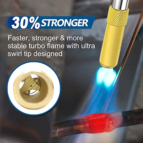 Propane Torch Head With 4.7Ft Hose, Map Mapp Gas Torch Kit Turbo Torch Self Igniter Trigger Start Adjustable Flame Valve Brass Tip Cga600 Interface For Soldering Brazing Plumbing Welding Lighting #TOP1