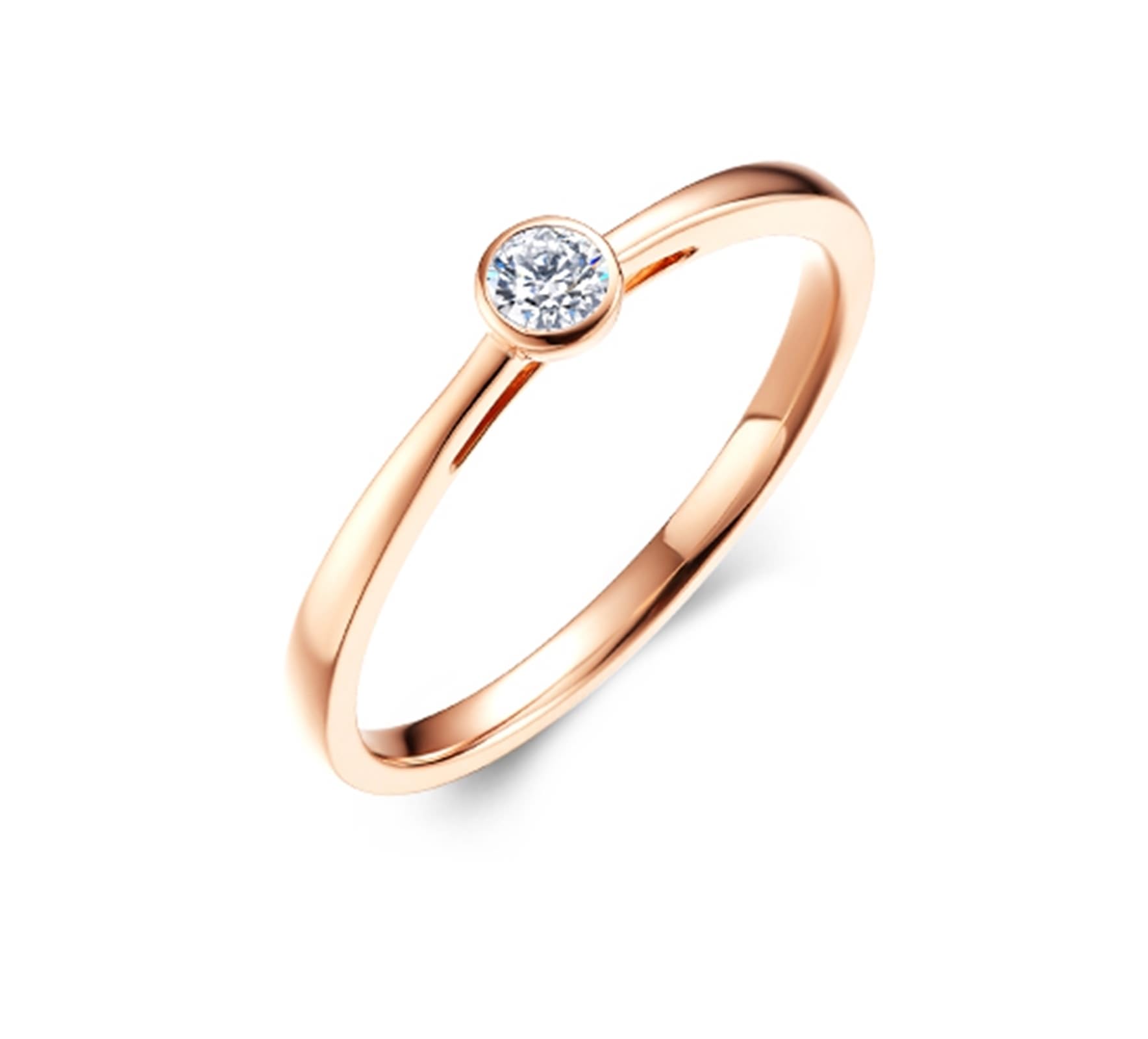 Wycian Anillo Compromiso Anillo Diamante Mujer Oro Rosa de 9K/14K/18K con Diamante de 0,08 CT Talla 12 Sólido No Chapado Moderno para Señoras Navidad Joyas