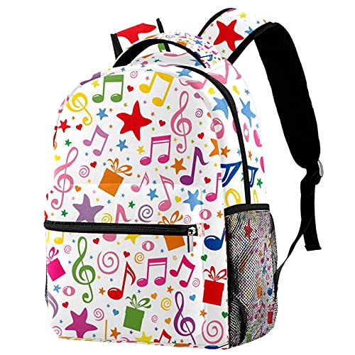 Sac à dos décontracté pour femme imprimé notes de musique et voyage multicolore