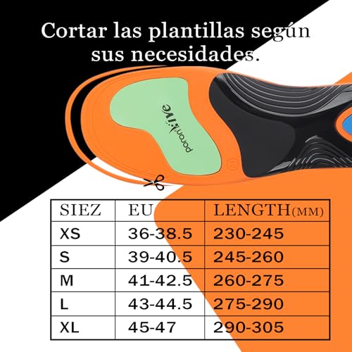Miniatura 6 de Gemchve Plantillas Fascitis Plantar,Arco Pie Aplicable Para Pies Planos,Dolor En Los Pies Aplicable A Zapatillas Deportivas Y Calzado De Seguridad Orange 43-44.5 Eu