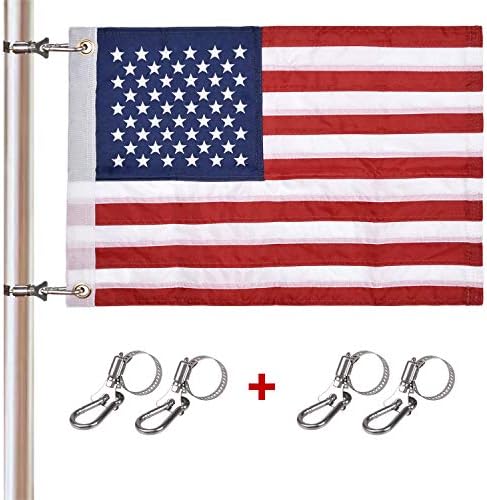 16''x24'' American Boat Flag with 4 Flag Pole Kits - Double Sided Embroidered Stars, USA Marine Flag for Pontoon Boat Accessories, 2 Brass Grommets (16x24 inch)