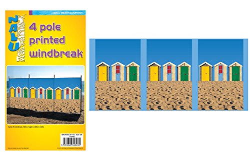 KandyToys- Cortavientos Estampados de 4 Polos de 4 pies, diseño de caseta de Playa, Color, 2.25m Wide (TY8528)