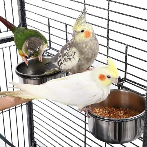 TDOO 47'' Bird Cage, Bird Flight Cages with Rolling Stand & Bottom Tray, Wrought Iron Birdcage for Parakeet, Parrot, Lovebirds, Pigeons, Cockatiels, Macaw