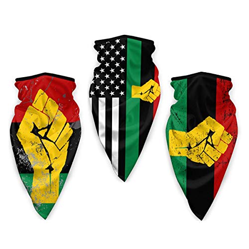 Ninvstg 3pcs Black Power Pan-African Flag Outdoor Half Face Scarf Bandana Breathable Neck Gaiter Balaclava
