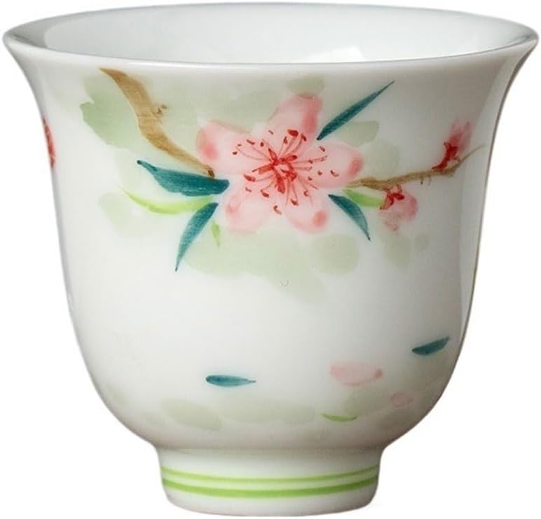 GSOUL Kungfu Tea cup Handmade Kung Fu Tea Set Ceramic Hand-painted Peach Blossom Cup Master Home Drinking Small Tea Cups