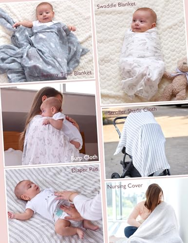 Image of Momcozy Muslin Swaddle Blankets, 4-Pack Breathable and Skin-Friendly Receiving Blankets, Swaddle Blanket Shower Gifts & Baby Registry Essentials, Large 47 inchx47 inch, Creamy Rabbit
