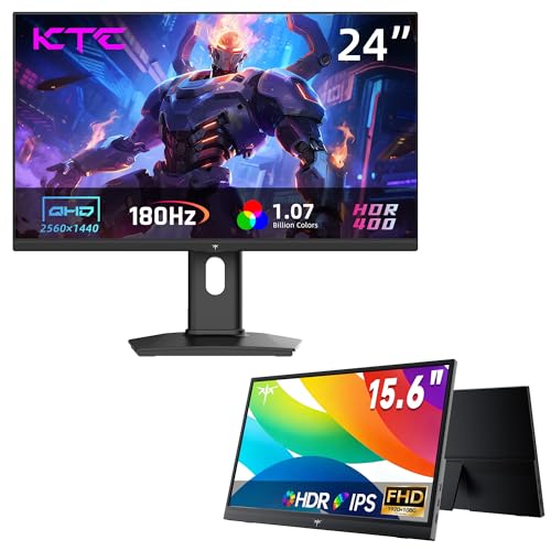 Image of KTC 24 Inch Gaming Monitor 180Hz QHD & Portable Monitor 15.6 Inch