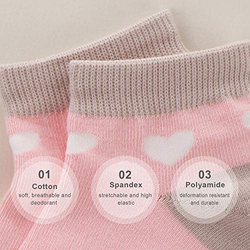 SUNBVE 5 Pack Little Big Girls Adorable Cotton Low Cut Socks