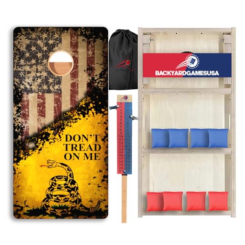 CornholeGamesUSA Pro Cornhole Boards Set | Made in USA | 3/4 Baltic Birch | No Bounce | Triple Thick Legs | Two Brace & Handles, Tournament 2x4 Regulation Set with Score Tower & Cornhole Bags