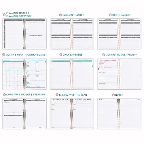Budget Planner - Monthly Budget Book with Expense Tracker Notebook, Undated 12 Month Bill Organizer & Finance Planner to Manage Your Money, Account Book with Colorful Tabs, 8" x 9.5", Green Leaf