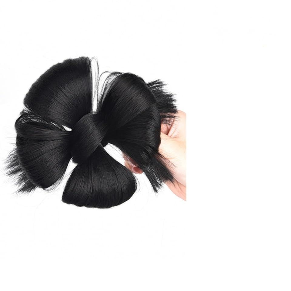 Hair Bun Synthetic Chinese Style Bun Hair Piece with Duck Billed Clip Hanfu Ancient Style Hair Extensions Scrunchies(Dark Brown)