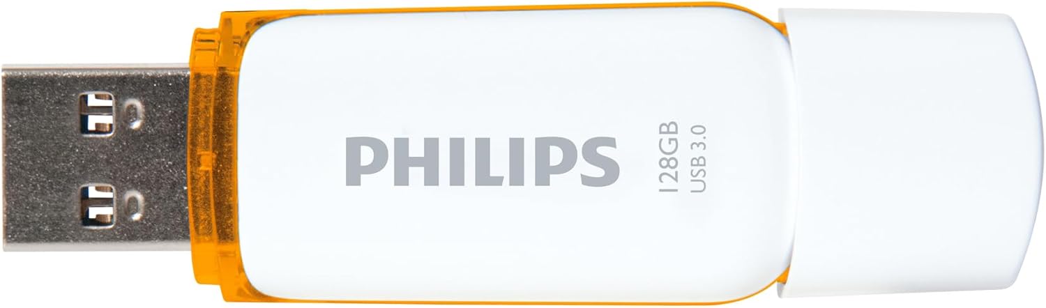 PHILIPS High Speed 128 GB Flash Drive, Snow Edition USB 3.0 - White/Orange, 100MB/s